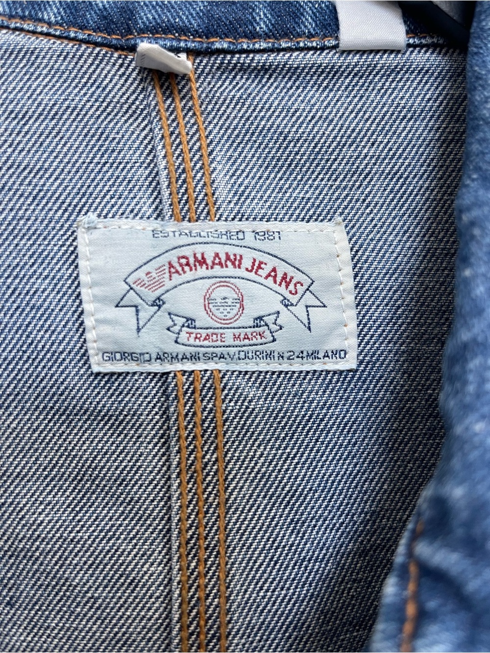 Rare Oversized Vintage Armani Jeans Men's Denim Utility Jacket - Picture 5 of 15